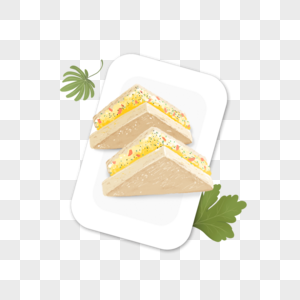 三明治美食手绘插画高清图片