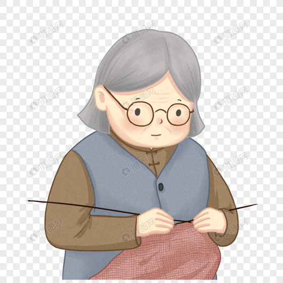 织毛衣的老母亲图片