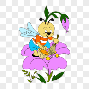 可爱卡通动物蜜蜂采花蜜图片