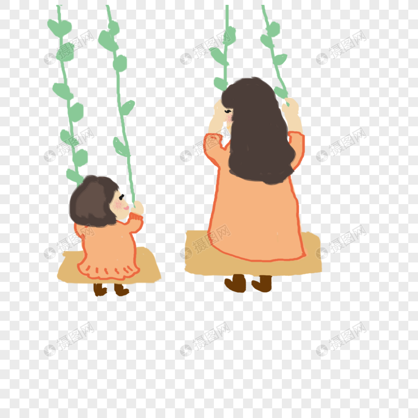 母亲节插画风元素荡秋千母子母女psd素材元素素材下载 正版素材 摄图网 母亲节插画风元素荡秋千母子母女psd素材元素素材下载 正版素材 摄图网