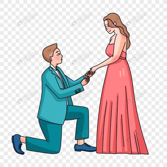 手绘情侣求婚人物形象图片