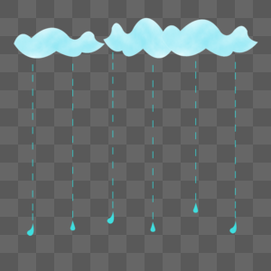 下雨天云朵雨滴雨水天气插画素材图片