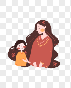 卡通可爱母亲节母女感恩人物图片