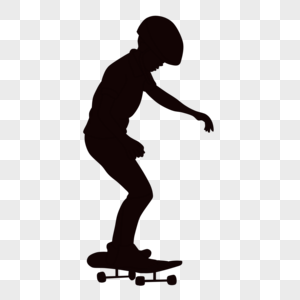人物剪影滑滑板男生高清图片