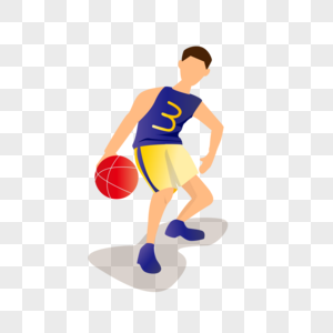 扁平化打篮球的年轻人矢量人物图片