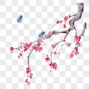 桃花樱花水彩图片