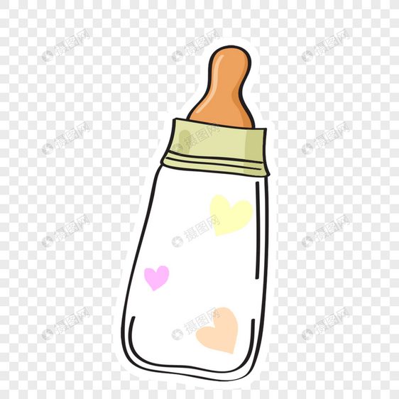 卡通手绘婴儿用品可爱印花奶瓶图片