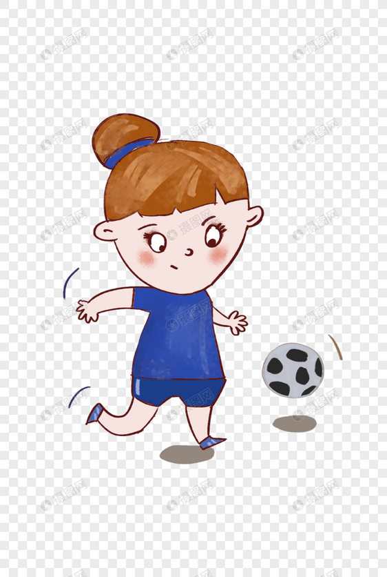 六一儿童节小女孩在踢足球玩耍图片