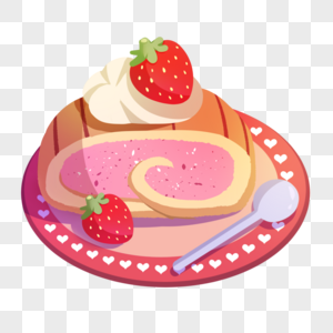 草莓瑞士卷海绵蛋糕图片