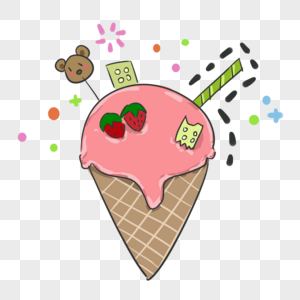 草莓可爱甜筒冰淇凌图片