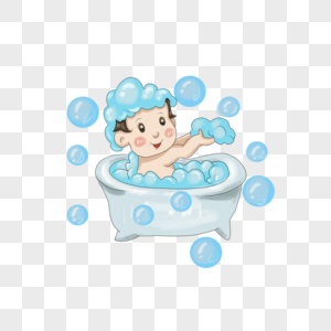 洗澡的小男孩图片