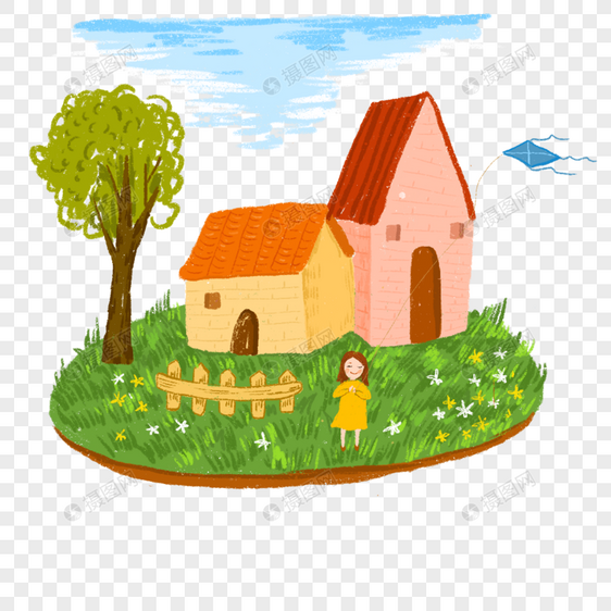 手绘小房子图片