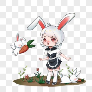 卡通兔女郎兔子胡罗卜高清图片
