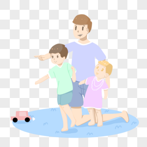 孩子和父亲海边玩耍图片