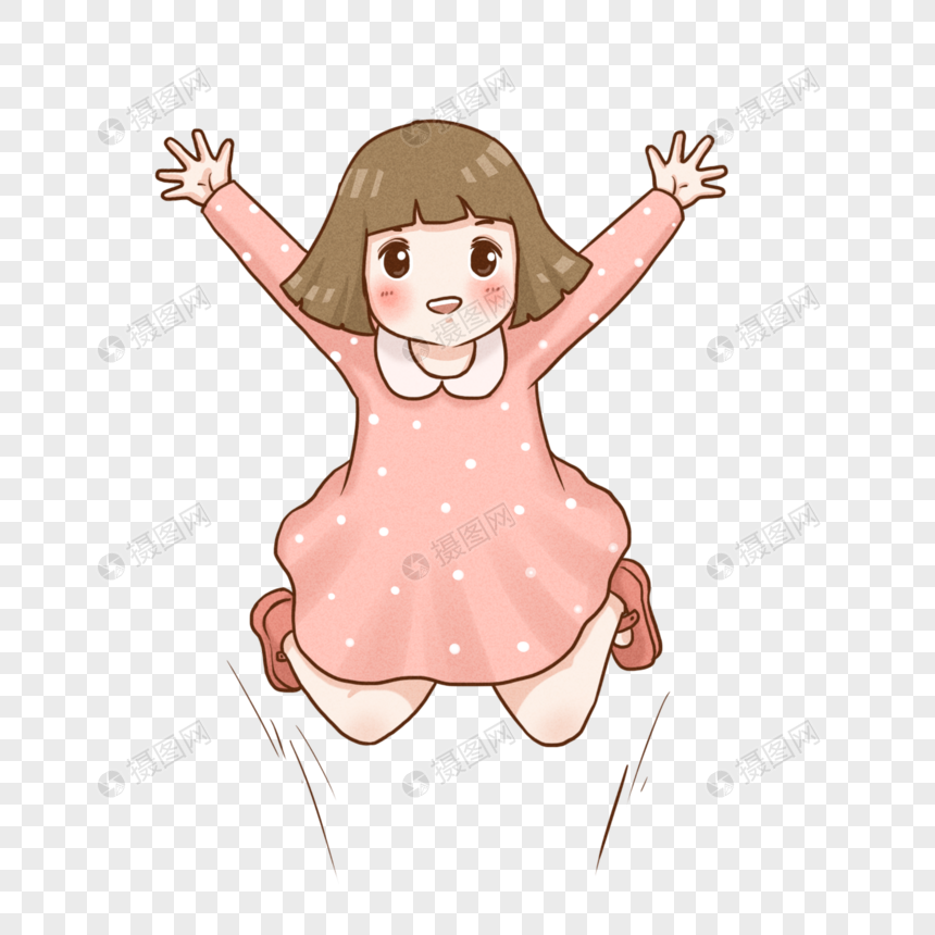 跳起来的小女孩