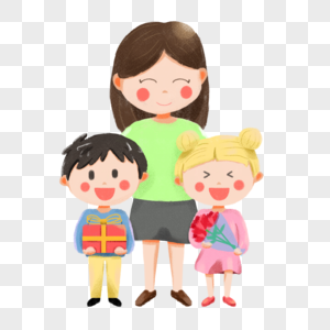 母亲节母亲和孩子卡通素材下载图片