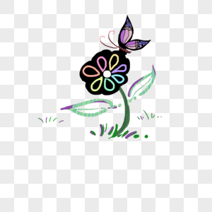 一只蝴蝶停在彩色的花上图片