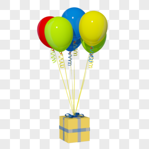 彩色气球礼盒素材图片