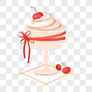 红色樱桃香槟杯巴菲夏季清凉冰激凌夏日解暑神器雪糕图片