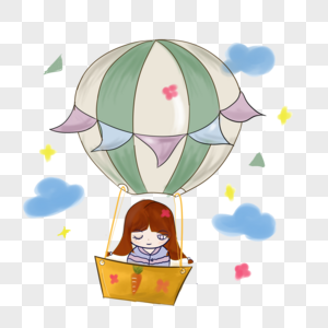 热气球上的小女孩图片