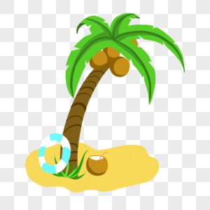 椰子树沙滩夏天游泳圈图片