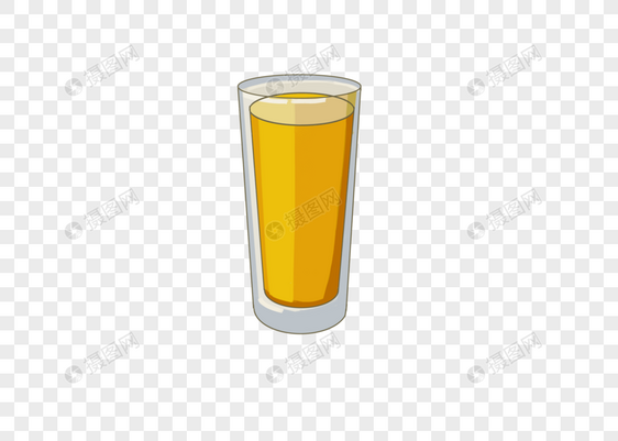 手绘卡通小清新美食可爱简易玻璃杯橙汁元素免扣图片