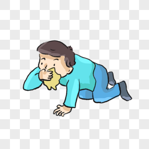 卡通趴着的男生元素素材