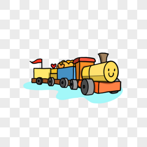卡通手绘儿童玩具彩色小火车高清图片