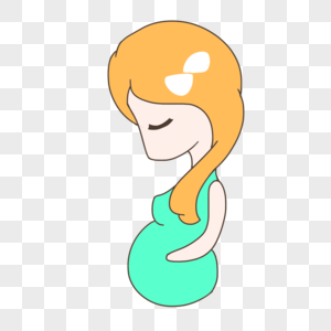 手绘卡通母亲节怀孕的绿裙妈妈图片
