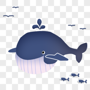 手绘卡通蓝色鲸鱼图片