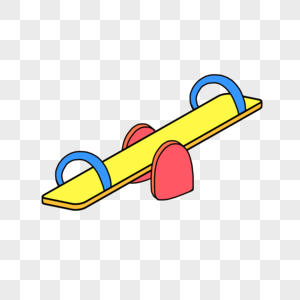 手绘卡通儿童节三色跷跷板图片素材