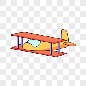 手绘卡通儿童节橘色玩具飞机图片