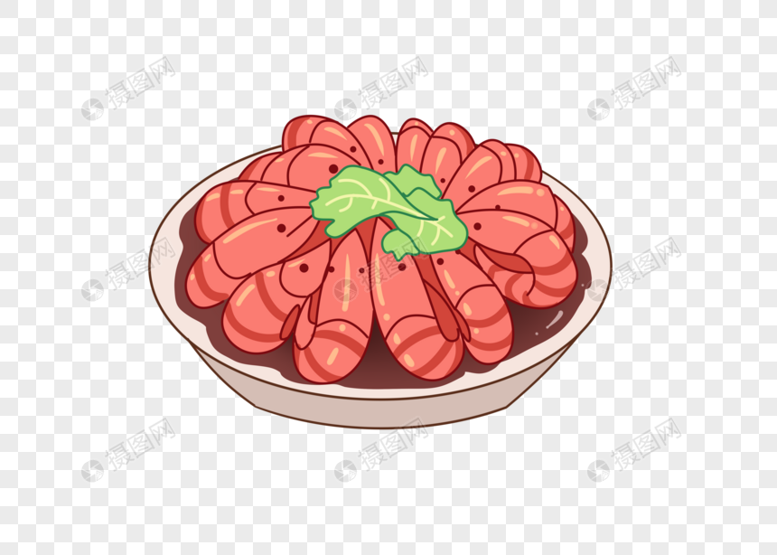 手绘卡通小清新创意可爱创意麻辣小龙虾元素免扣