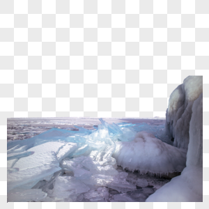 冬季贝加尔湖上壮观的蓝冰图片