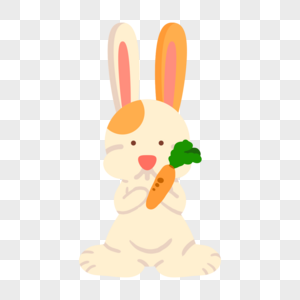 卡通手绘可爱兔子吃胡萝卜图片