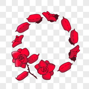 简约美观浪漫玫瑰花红色边框图片