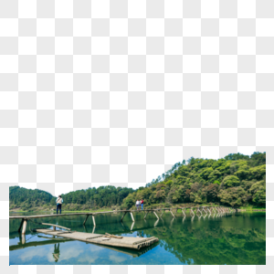 青山绿水独木桥图片