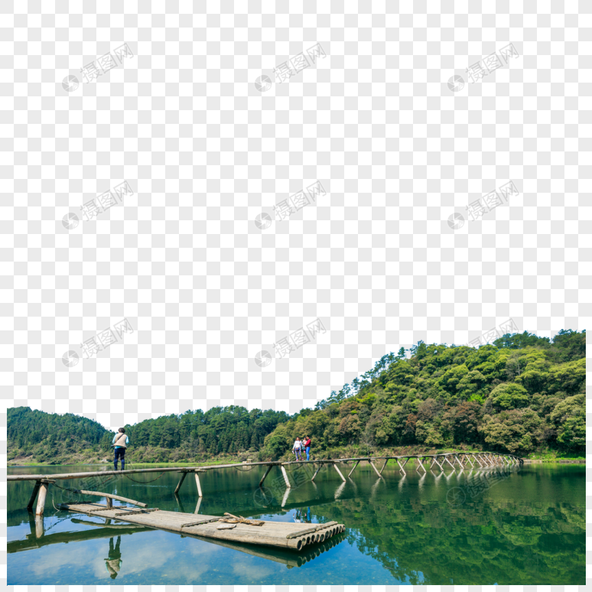 青山绿水独木桥图片