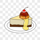 手绘樱桃布丁蛋糕甜点图片