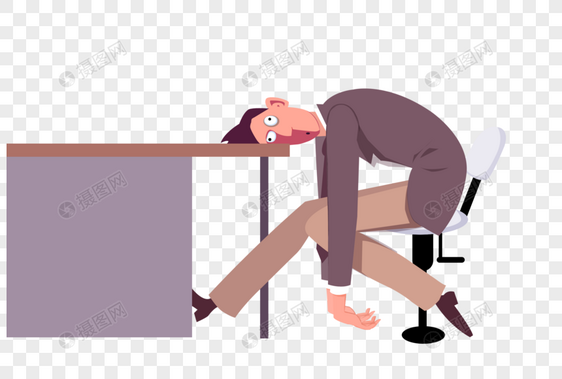 累倒在办公桌上的男人图片