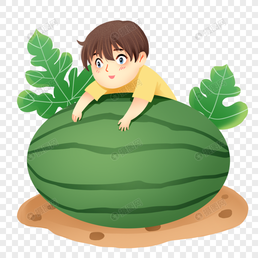 立夏瓜田里的小男孩