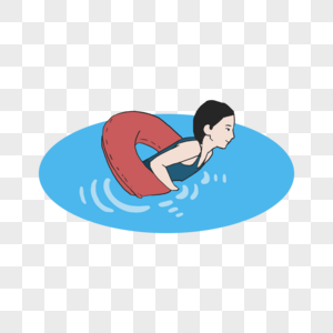 清凉游泳女孩游泳素材