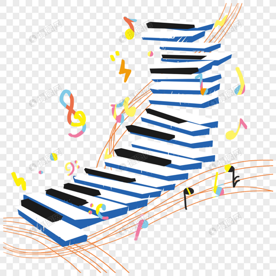 音乐节钢琴块彩色音符背景图片