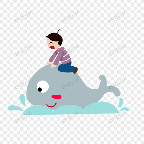 坐在鲸鱼上的男孩图片