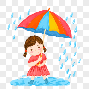 小女孩 撑伞 下雨天图片