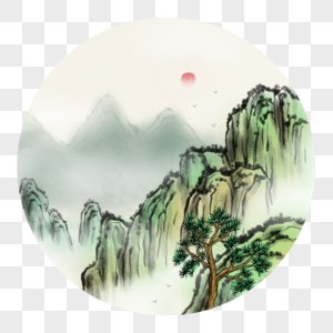 中国风高山风景画图片