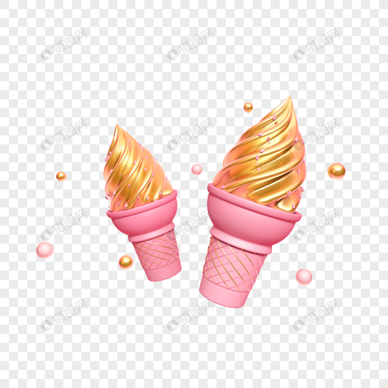 创意冰淇淋粉金色图片