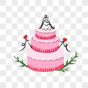 粉色爱心婚礼蛋糕图片