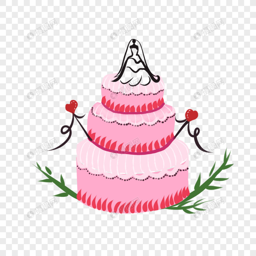 粉色爱心婚礼蛋糕图片