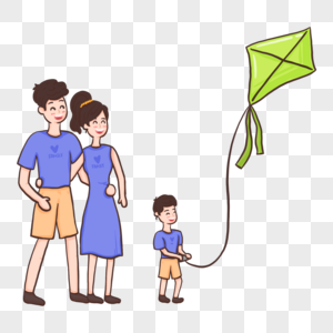 一家人放风筝图片